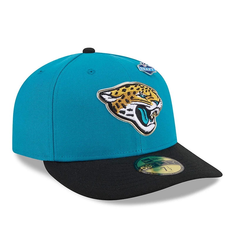 Casquette New Era 59FIFTY pré-courbée pour homme, bleu sarcelle/noir, Jacksonville Jaguars, Draft NFL 2026