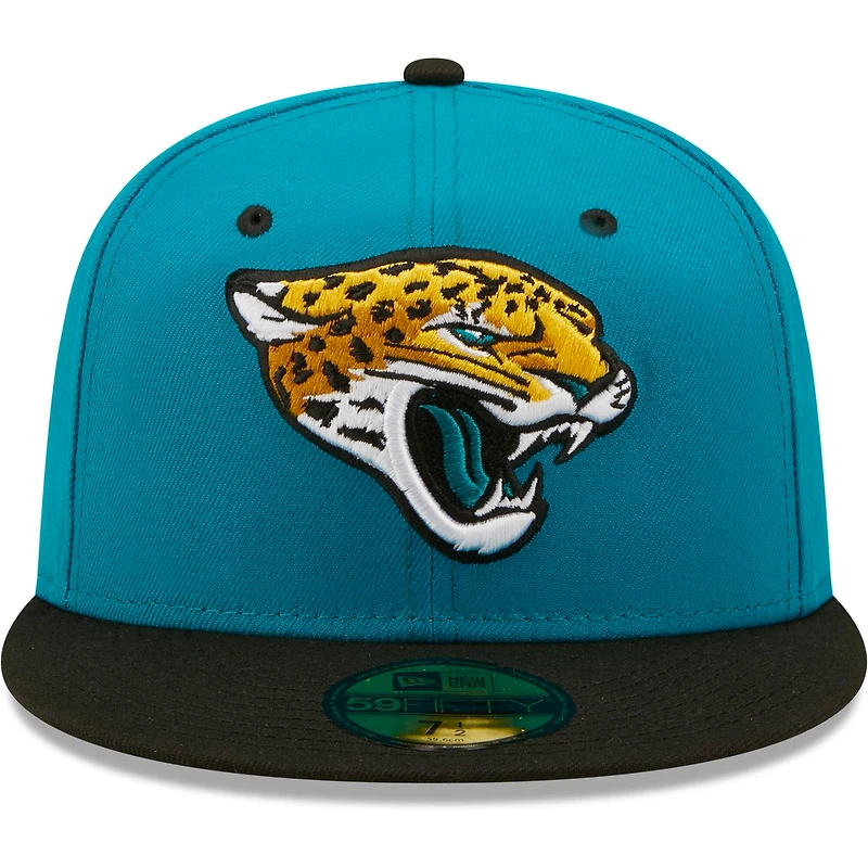 Men's New Era  White/Teal Jacksonville Jaguars Throwback Logo Flipside Two-Tone 59FIFTY Fitted Hat