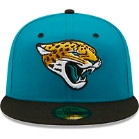 Men's New Era  White/Teal Jacksonville Jaguars Throwback Logo Flipside Two-Tone 59FIFTY Fitted Hat