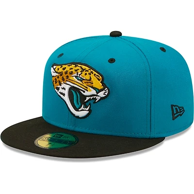 Men's New Era  White/Teal Jacksonville Jaguars Throwback Logo Flipside Two-Tone 59FIFTY Fitted Hat
