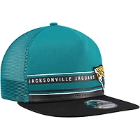 Casquette Snapback 9FIFTY Snapback Jacksonville Jaguars Half Stripe Trucker New Era pour hommes, bleu sarcelle/noir