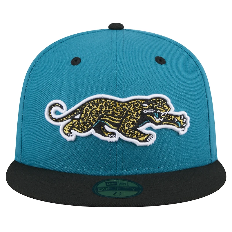Men's New Era  Teal/Black Jacksonville Jaguars Throwback Crawl Flipside Two-Tone 59FIFTY Fitted Hat