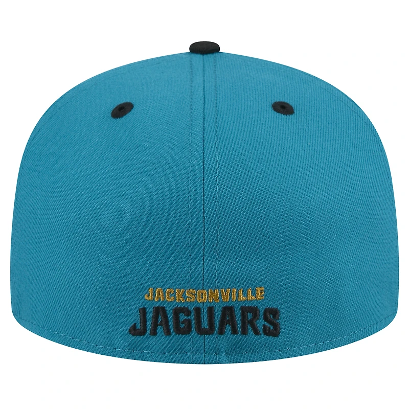 Men's New Era  Teal/Black Jacksonville Jaguars Throwback Crawl Flipside Two-Tone 59FIFTY Fitted Hat