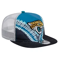 Men's New Era Teal/Black Jacksonville Jaguars Throwback Dye Golfer Snapback Hat