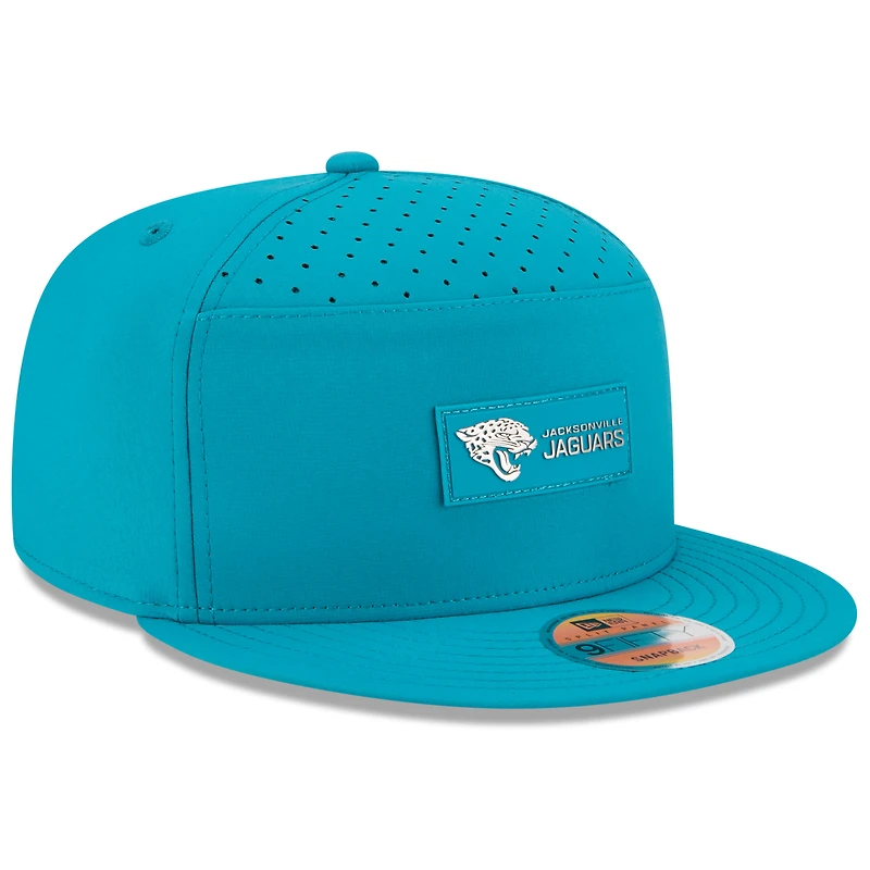 Men's New Era Teal Jacksonville Jaguars 2025 Sideline  Split Panel 9FIFTY Snapback Hat