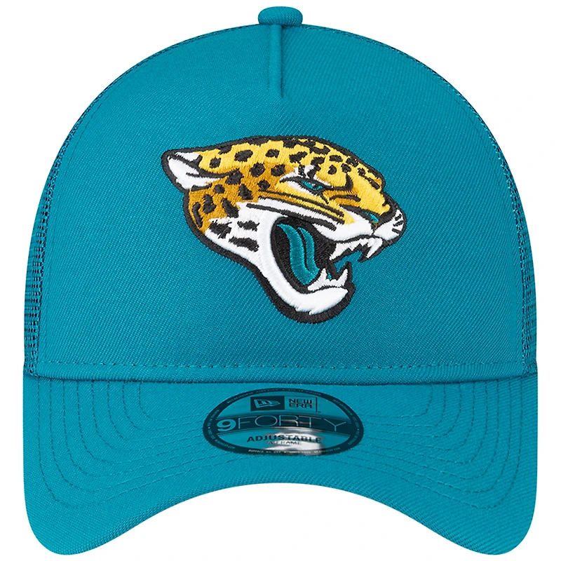 Men's New Era Teal Jacksonville Jaguars  A-Frame Trucker 9FORTY Adjustable Hat