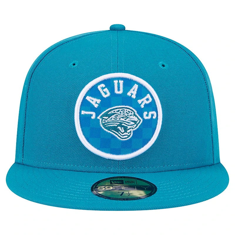 Casquette ajustée à carreaux Jacksonville Jaguars 59FIFTY de New Era pour homme, bleu sarcelle