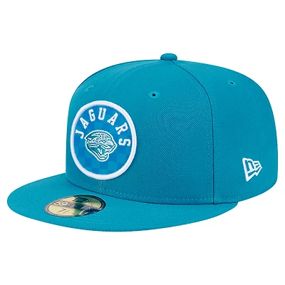 Casquette ajustée à carreaux Jacksonville Jaguars 59FIFTY de New Era pour homme, bleu sarcelle