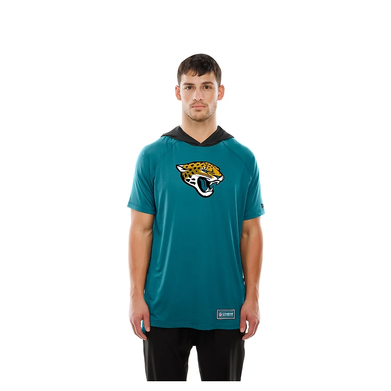 Men's New Era  Teal Jacksonville Jaguars Combine Authentic Hooded Raglan Short-Sleeve T-Shirt