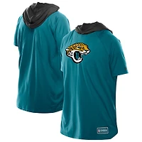 T-shirt à manches courtes et capuche raglan authentique Jacksonville Jaguars de New Era pour homme, bleu sarcelle