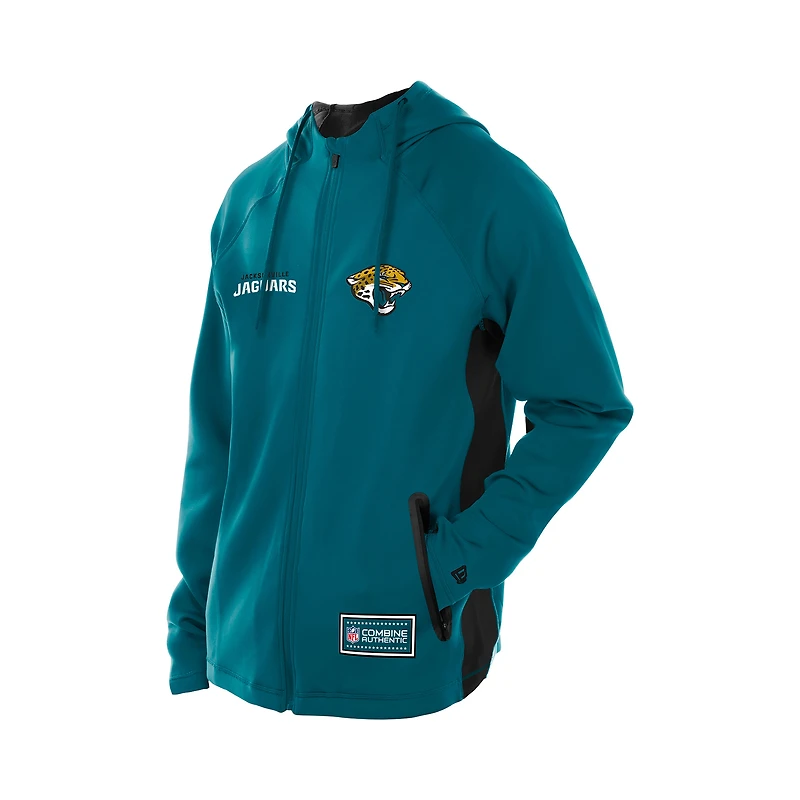 Men's New Era  Teal Jacksonville Jaguars Combine Authentic Raglan Scuba Full-Zip Hoodie