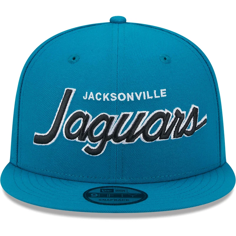 Men's New Era Teal Jacksonville Jaguars Main Script 9FIFTY Snapback Hat