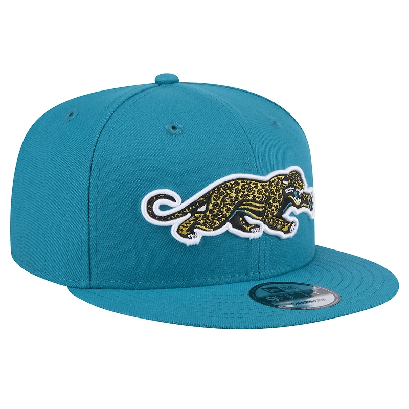 Casquette Snapback 9FIFTY Standard New Era pour hommes des Jacksonville Jaguars Throwback Crawl Standard, bleu sarcelle
