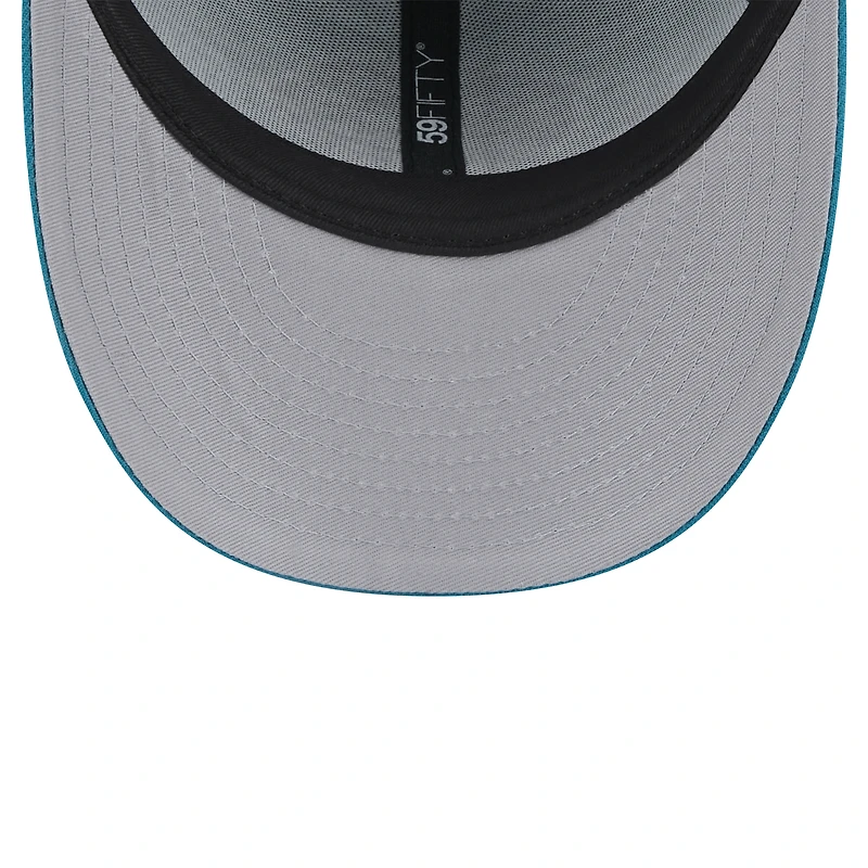 Casquette ajustée 59FIFTY Throwback Head Omaha Low Profile des Jacksonville Jaguars New Era pour hommes, bleu sarcelle