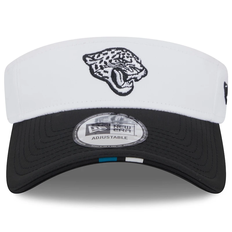 Visière ajustable New Era blanche/noire pour homme, camp d'entraînement NFL 2025 des Jaguars de Jacksonville