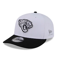 Casquette snapback New Era blanche et noire Jacksonville Jaguars, édition spéciale NFL Draft 2026, modèle 9FIFTY pré-courbé.