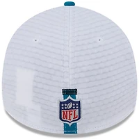 Men's New Era White/Teal Jacksonville Jaguars 2024 NFL Training Camp 39THIRTY Flex Hat