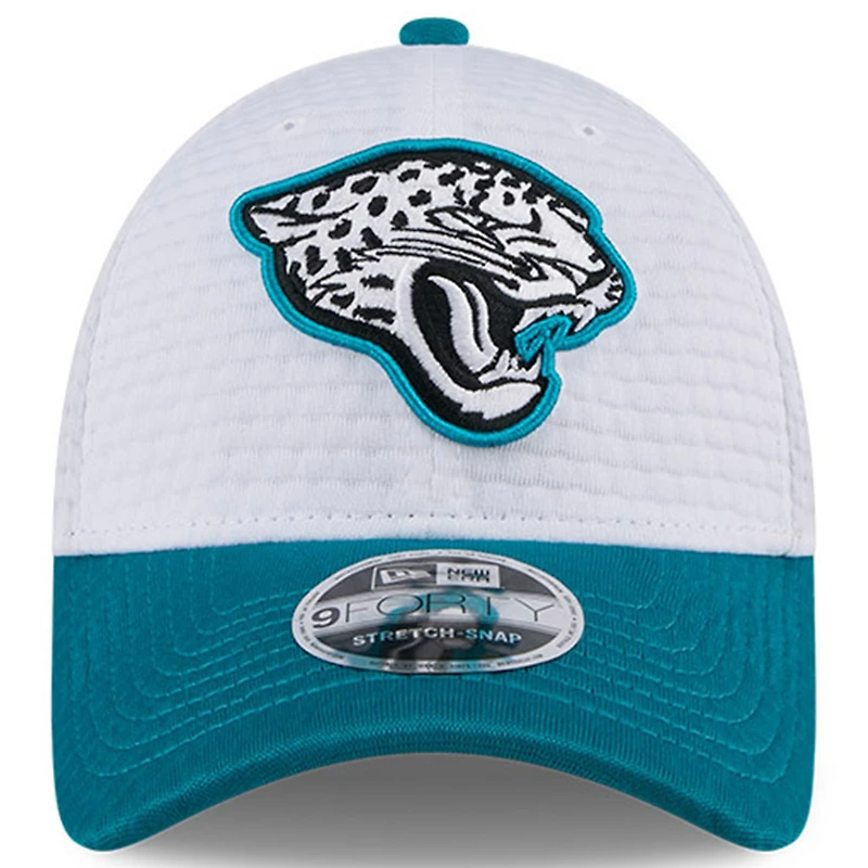 Men's New Era White/Teal Jacksonville Jaguars 2024 NFL Training Camp 9FORTY Adjustable Hat