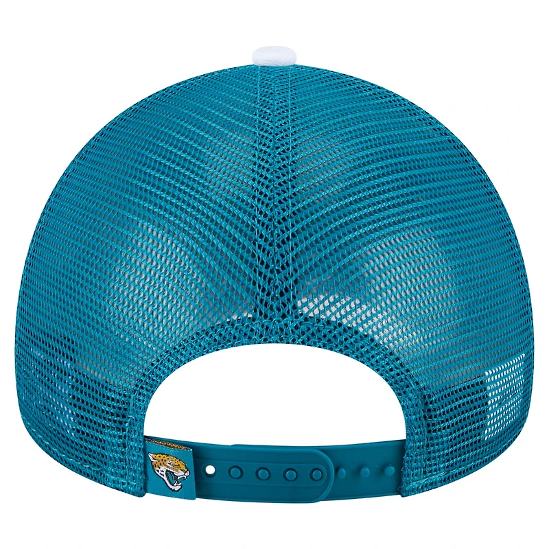 Casquette ajustable Jacksonville Jaguars 9FORTY A-Frame Trucker pour homme New Era blanche/bleu sarcelle