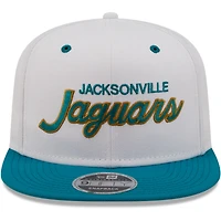 Men's New Era White/Teal Jacksonville Jaguars Sparky Original 9FIFTY Snapback Hat