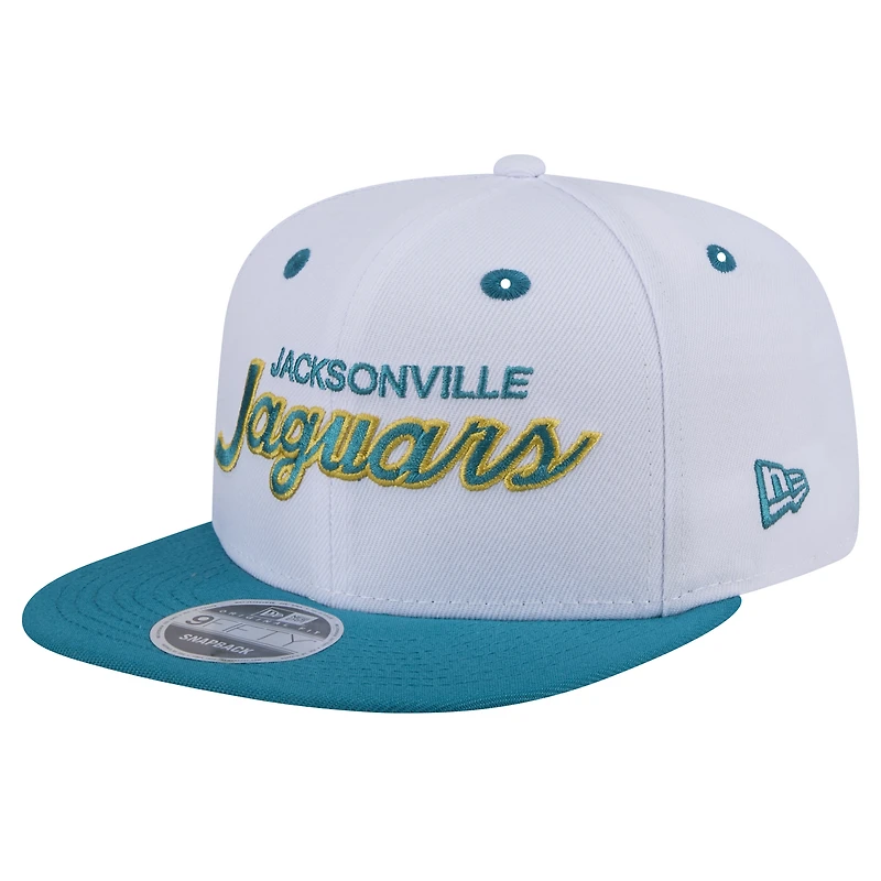 Men's New Era  White/Teal Jacksonville Jaguars Throwback Sparky Original Fit 9FIFTY Snapback Hat