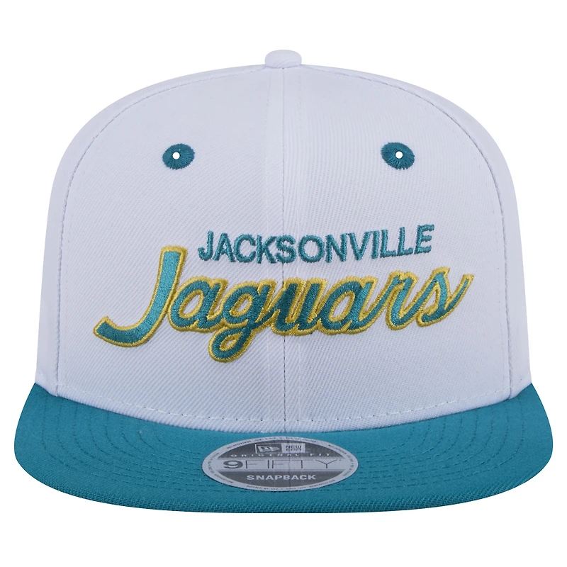 Men's New Era  White/Teal Jacksonville Jaguars Throwback Sparky Original Fit 9FIFTY Snapback Hat