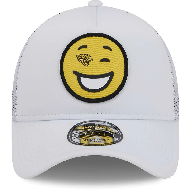 Men's New Era White Jacksonville Jaguars Happy A-Frame Trucker 9FORTY Snapback Hat