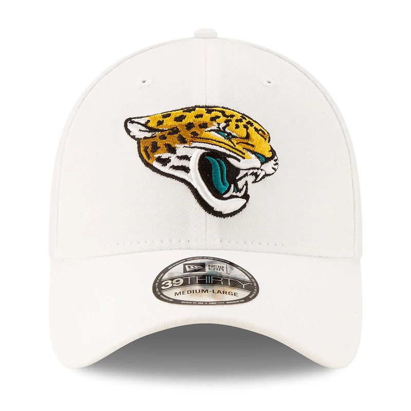 Casquette New Era blanche Jacksonville Jaguars Iced 39THIRTY Flex pour homme