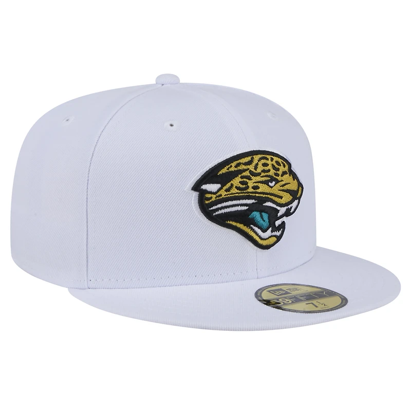 Casquette ajustée Omaha 59FIFTY avec logo rétro des Jacksonville Jaguars New Era pour hommes, blanche
