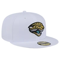 Casquette ajustée Omaha 59FIFTY avec logo rétro des Jacksonville Jaguars New Era pour hommes, blanche