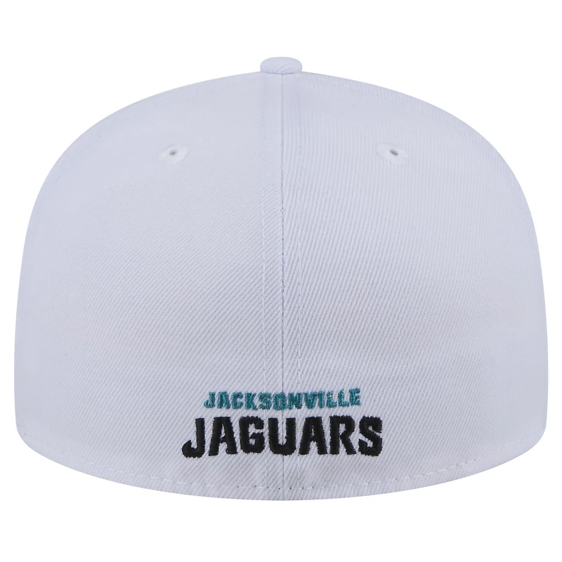 Casquette ajustée Omaha 59FIFTY avec logo rétro des Jacksonville Jaguars New Era pour hommes, blanche