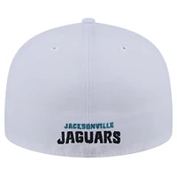 Casquette ajustée Omaha 59FIFTY avec logo rétro des Jacksonville Jaguars New Era pour hommes, blanche