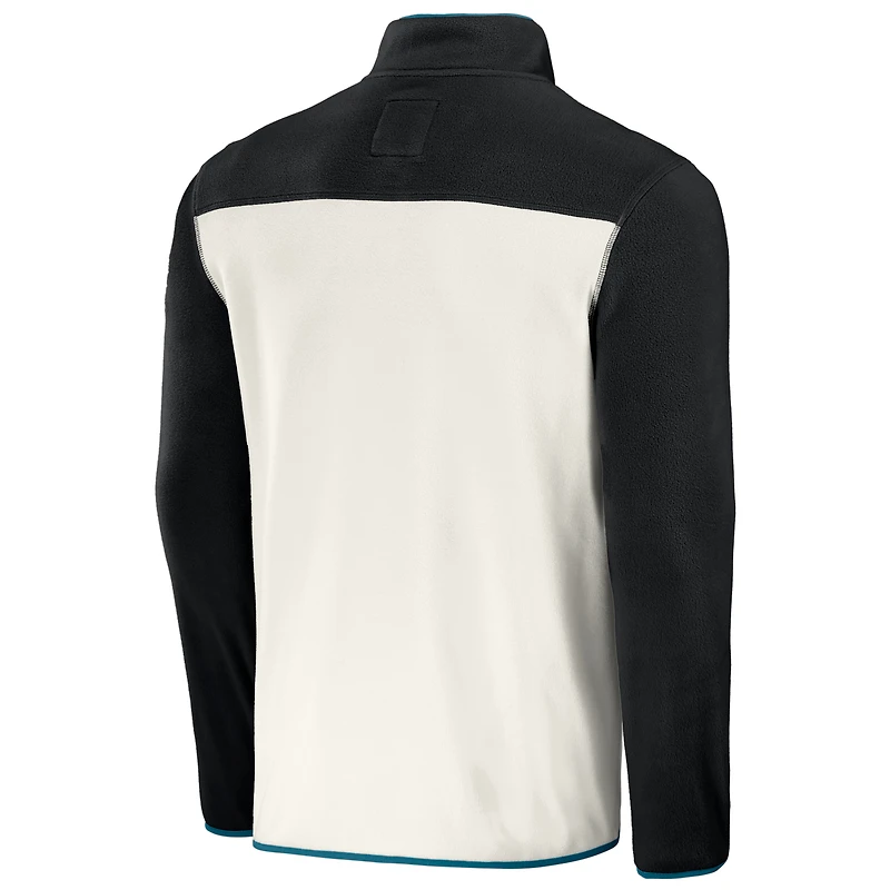 Collection NFL x Darius Rucker pour homme par Fanatics Black/Cream Jacksonville Jaguars Micro Fleece Quarter-Snap Jacket