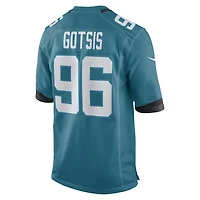 Maillot de match Nike Adam Gotsis pour hommes, sarcelle, Jacksonville Jaguars