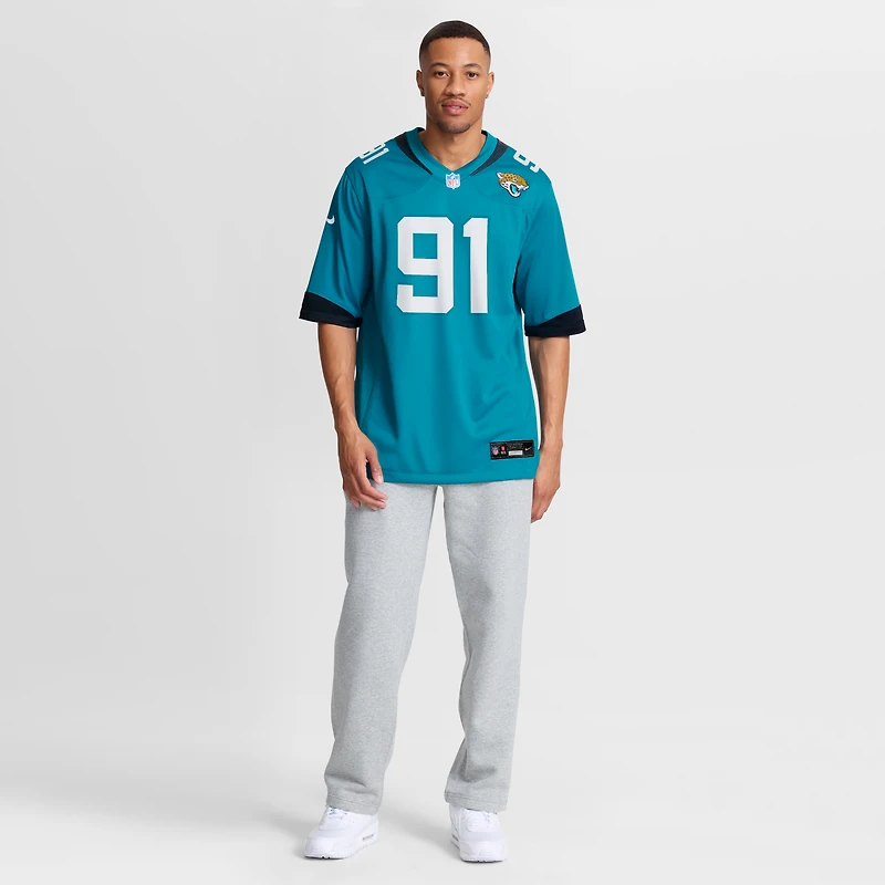 Maillot Nike Arik Armstead pour homme, bleu sarcelle, Jacksonville Jaguars Team Game