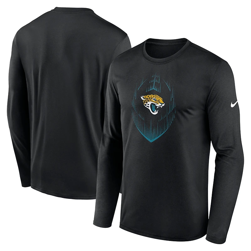 T-shirt Nike noir à manches longues pour homme, Jacksonville Jaguars, Icon Legend Performance