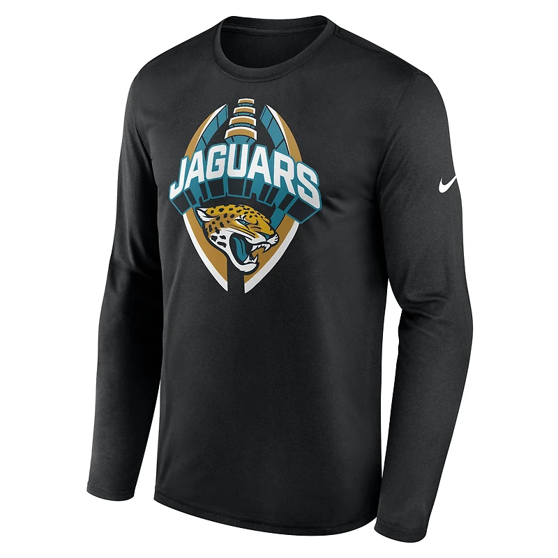 T-shirt Nike noir à manches longues pour homme Jacksonville Jaguars Primetime Legend Icon Performance
