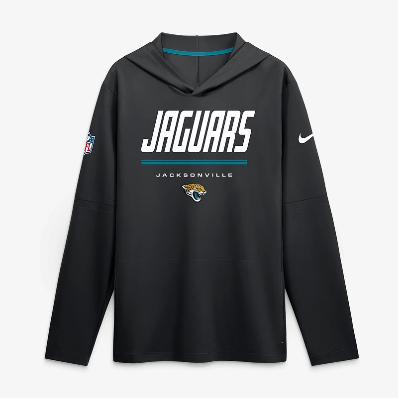 Men's Nike  Black Jacksonville Jaguars Sideline Lightweight Long Sleeve Hooded Dri-FIT Top