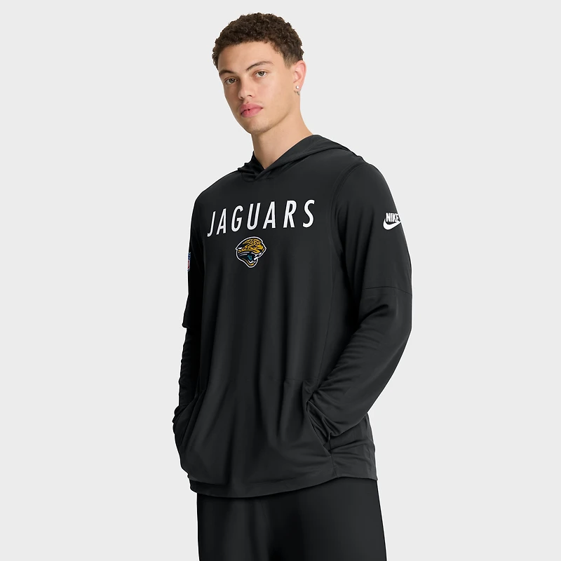 Sweat à capuche Nike Dri-FIT manches longues pour homme, noir, Jacksonville Jaguars, précision des passes latérales