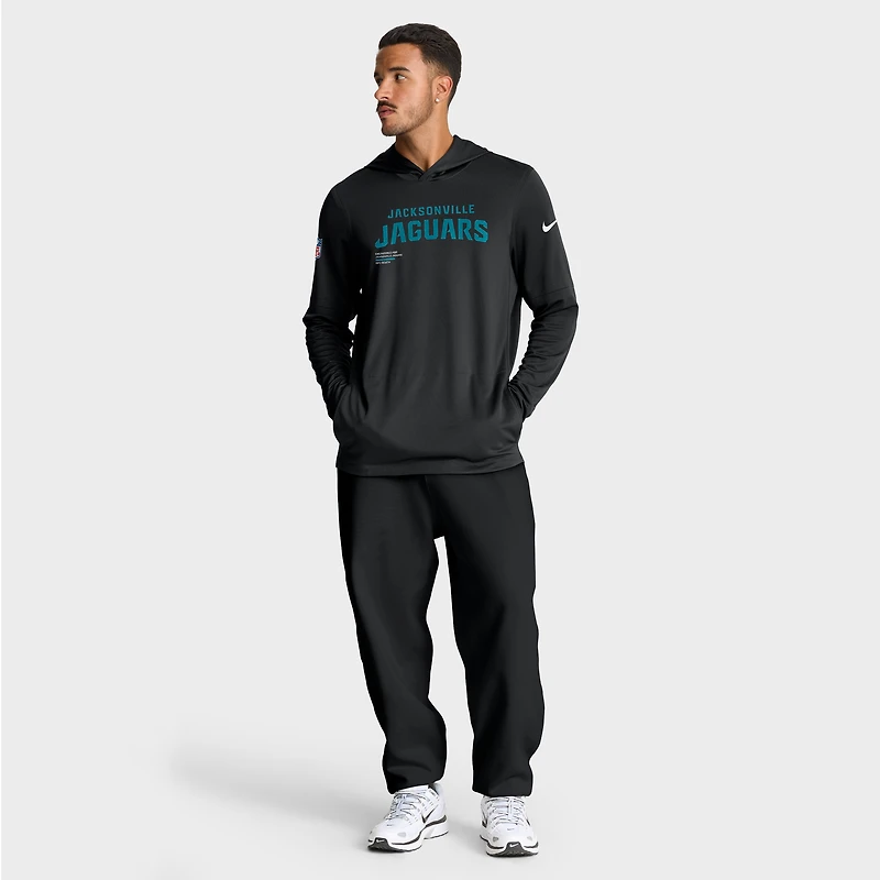 T-shirt à capuche manches longues Nike Jacksonville Jaguars Sideline Pure Fury Dri-FIT pour homme, noir
