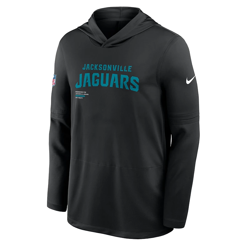 T-shirt à capuche manches longues Nike Jacksonville Jaguars Sideline Pure Fury Dri-FIT pour homme, noir