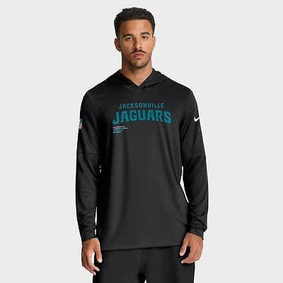 Men's Nike Black Jacksonville Jaguars Sideline Pure Fury Dri-FIT Long Sleeve Hoodie T-Shirt