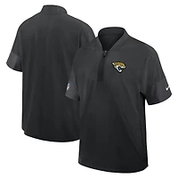 Veste d'entraîneur Nike noire à manches courtes et fermeture éclair quart de tour pour homme des Jaguars Jacksonville