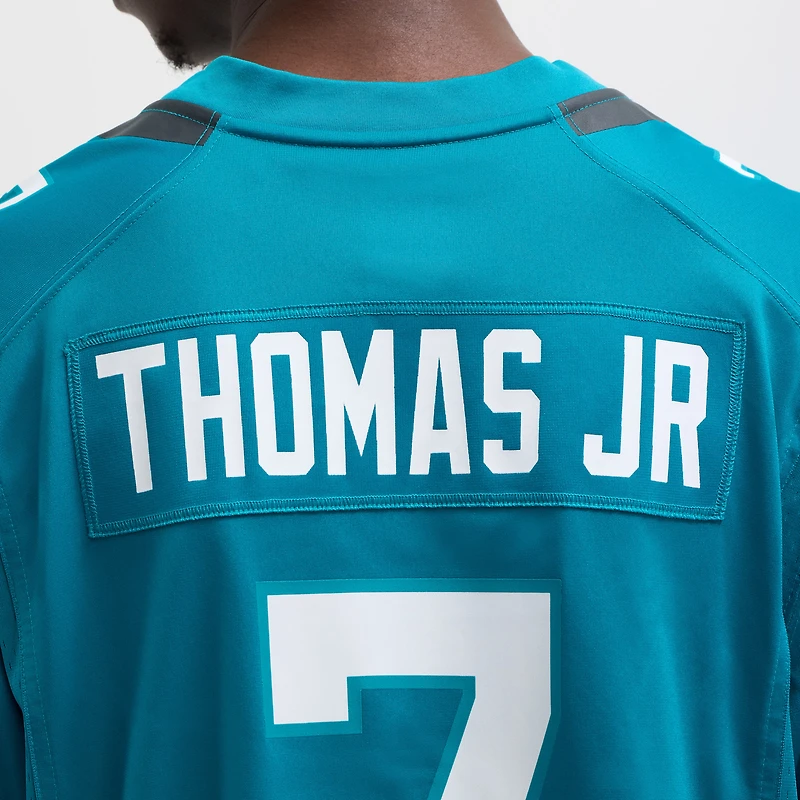 Maillot de jeu joueur Nike Brian Thomas Jr Teal Jacksonville Jaguars pour homme