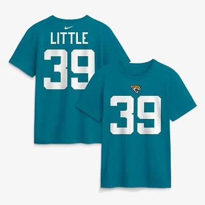 T-shirt Nike Cam Little bleu sarcelle pour homme, avec nom et numéro du joueur des Jaguars de Jacksonville