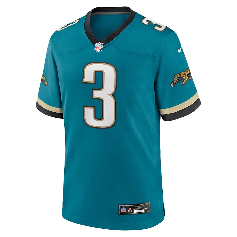 Maillot de match rétro Nike Jakobi Meyers bleu sarcelle des Jaguars Jacksonville, modèle alternatif 2 Prowler pour homme