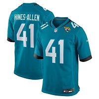 Maillot de jeu joueur l'équipe Nike Josh Hines-Allen des Jacksonville Jaguars pour hommes, bleu sarcelle