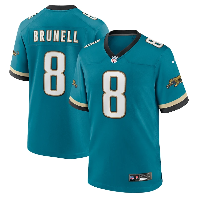 Maillot Nike Mark Brunell pour homme, bleu sarcelle, joueur retraité des Jaguars de Jacksonville, match alternatif