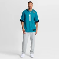 Maillot de match numéro 1 Nike pour hommes, papa, sarcelle, Jacksonville Jaguars