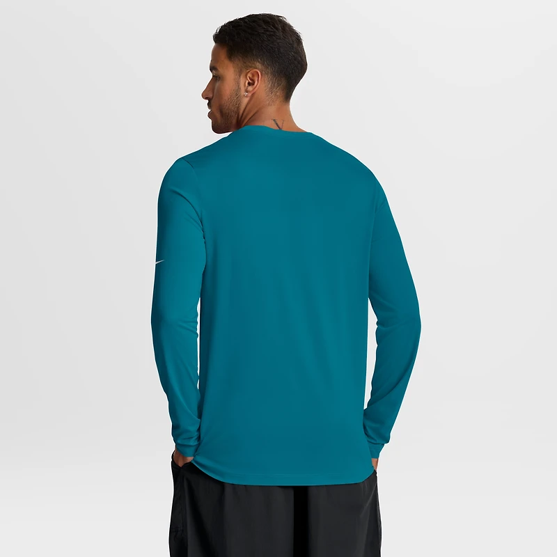 T-shirt à manches longues Nike Legend Icon Dri-FIT pour homme, couleur turquoise, Jacksonville Jaguars